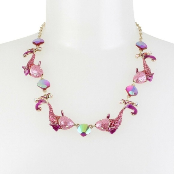 Betsey Johnson CRYSTAL GLITTER REEF FISH NECKLACE - Picture 4 of 5